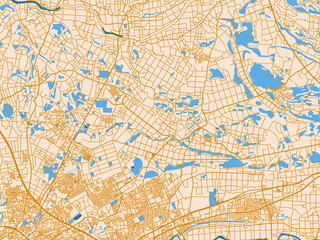 Fototapeta premium City map of Koshi, Japan – cream map with golden roads