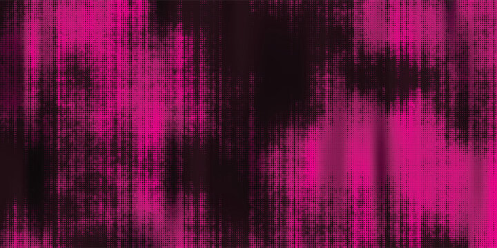 Deep pink abstract background with vertical glitch flow and dotted halftone surface. Futuristic tech texture design