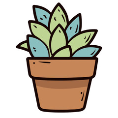 Fototapeta premium A colorful cartoon succulent plant in a terracotta pot with a minimalist design