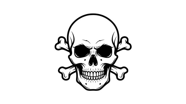 Skull and crossbones pirate symbol black skeleton head danger icon vector illustration