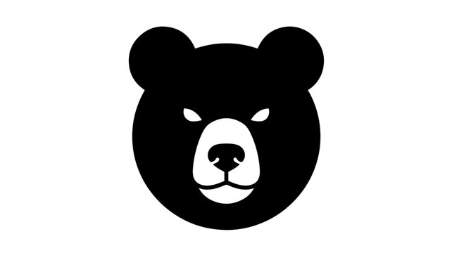 Bear face silhouette animal head icon black minimal wildlife vector illustration