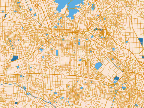 Geographic city layout of Ota, Japan