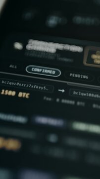 Scrolling blockchain transaction feed with amounts and sender and receiver information