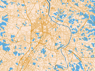 Fototapeta premium Street grid map of Sukagawa, Japan