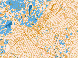 Fototapeta premium Street network map of Togane, Japan, light cream and blue contrast