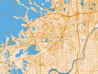 Fototapeta premium Urban cartographic illustration — Tosu, Japan