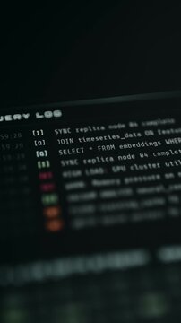 Real-time SQL query stream with queries moving past at realistic speed