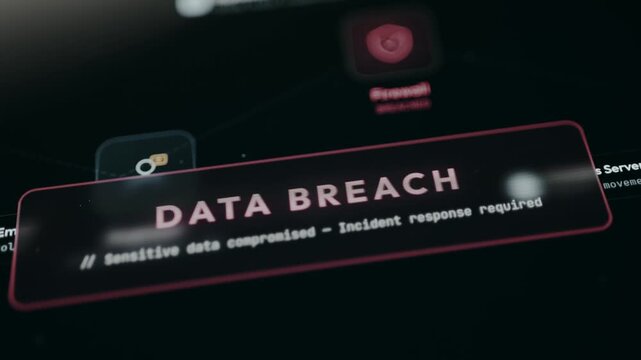Data Breach alert, sensitive data compromised