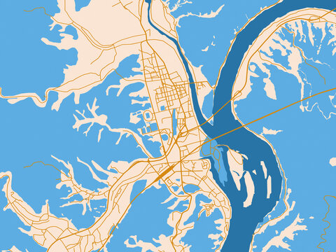 City layout poster &mdash; Gapyeong, Republic of Korea &ndash; mustard-gold streets on cream