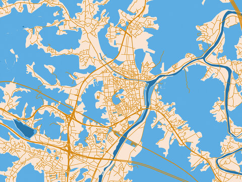 Urban cartographic illustration &mdash; Gwangju, Republic of Korea