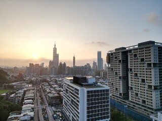 Obraz premium Modern social housing apartment building in Taipei city skyline.