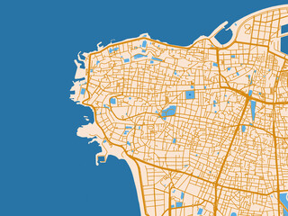 City cartography of Beirut City Center, Lebanon © W&S Stock