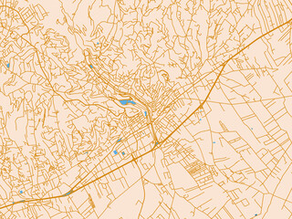 Obraz premium Urban map poster of Zahle, Lebanon – mustard-gold streets on cream