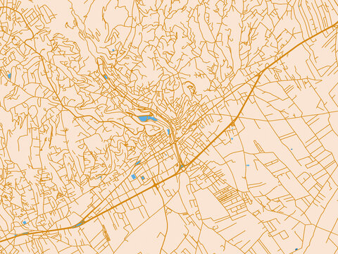 Urban map poster of Zahle, Lebanon &ndash; mustard-gold streets on cream