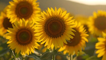 Fototapeta premium Sunflowers standing tall in a sunlit field of blooms