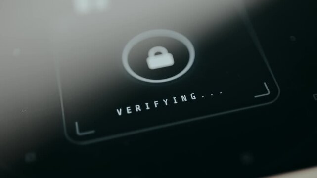 Digital lock animation showing step-by-step access statuses