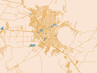 Fototapeta premium Urban planning style map of Apatzingan, Mexico