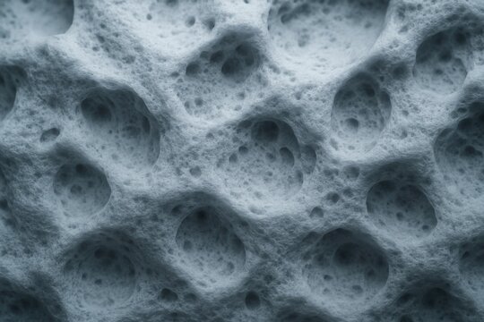 Porous airy foam texture with irregular cavities creating soft sponge-like surface in cool neutral tones