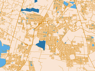 Fototapeta premium City map of Hacienda Santa Fe, Mexico – light cream and blue contrast