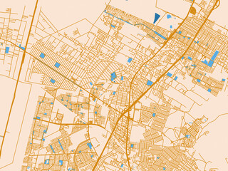 Obraz premium Graphic city map artwork of Ojo de Agua, Mexico