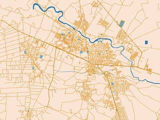 Naklejka premium City layout poster — Rioverde, Mexico – mustard-gold streets on cream