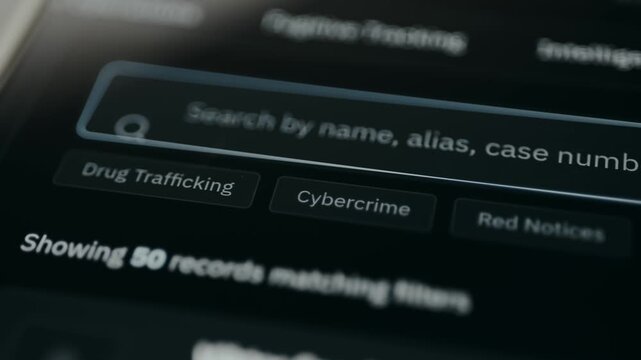 Police system search input allowing lookup by name, alias, or case reference