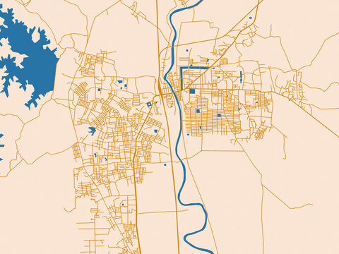Infographic city map of Bago, Myanmar