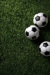 Fototapeta premium Soccer Balls on Grass Background, Sports and Outdoor Recreation Concept