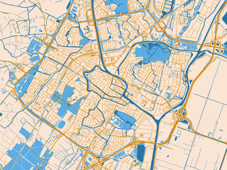 Obraz premium Cartographic city illustration of Alkmaar, Netherlands