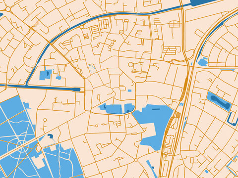 Minimal city map of Assen Centrum, Netherlands with light cream and blue contrast