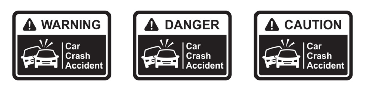 Car crash warning icon. Car accident icon, vector illustration
