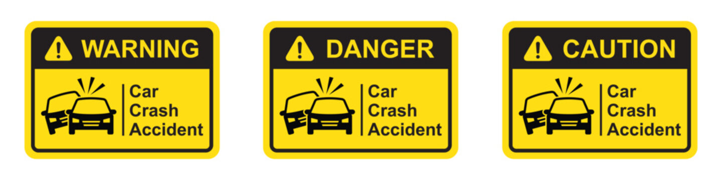 Car crash warning icon. Car accident icon, vector illustration