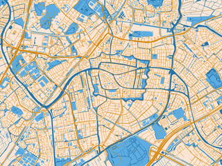 Fototapeta premium Street network map — Leiden, Netherlands