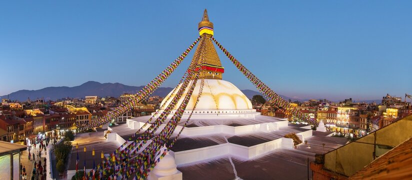 Boudhanath stupa evening Kathmandu Nepal