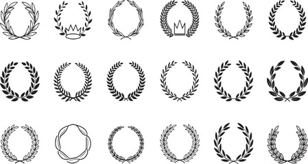 Fototapeta premium Luxury Laurel Wreath Icon Set - Vector Award Symbols, Victory Frames, and Premium Quality Certification Labels for Branding