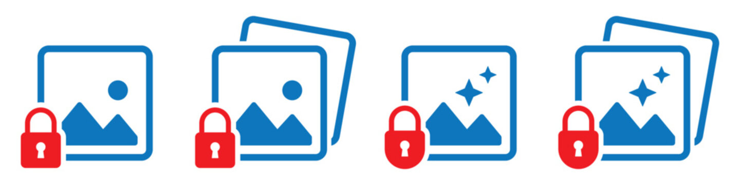 Gallery locked icon. Image lock icon. Picture icon vector illustration