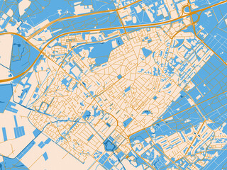 Obraz premium City layout poster — Zeist, Netherlands – light cream and blue contrast