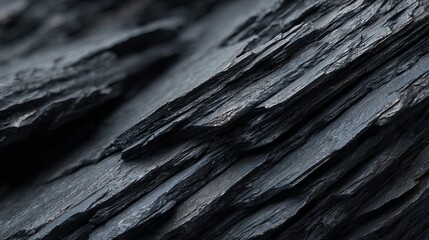 Fototapeta premium A close-up view of a dark, rugged, and textured rocky surface with a rough, layered appearance.