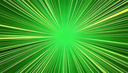 Obraz premium Abstract green burst of light emanating from center, radiating out in a dynamic, energetic pattern, with yellow accents