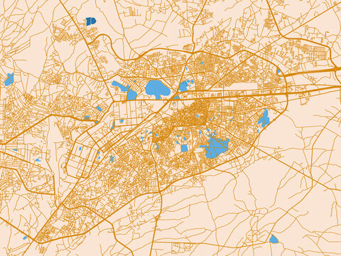 Peshawar street grid map, Pakistan