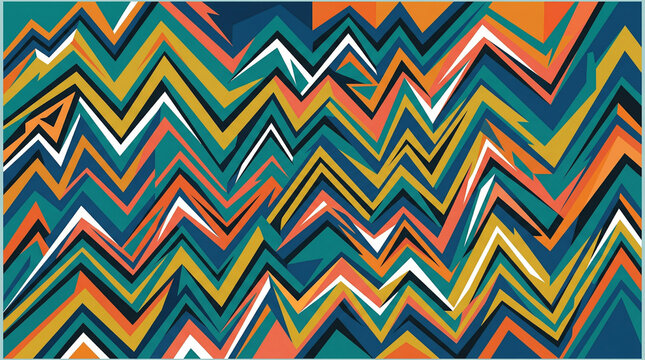 Vibrant multicolored zigzag pattern design with orange, blue, green, a