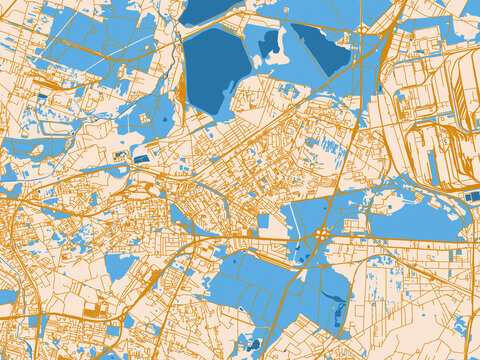 Decorative city map of Dabrowa Gornicza, Poland