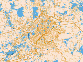 Fototapeta premium Decorative city map of Radom, Poland