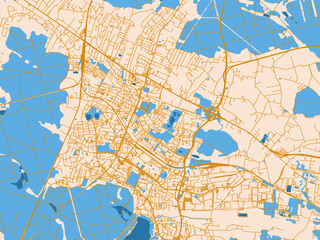 Fototapeta premium City map of Tychy, Poland – golden linework with blue water