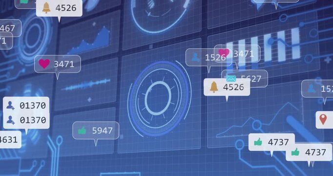 Radar module centering tech grid, data stream spawning badges clustering, visualizing interactions