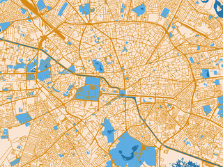 Obraz premium Minimal street plan of Bucharest City Center, Romania