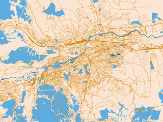 Fototapeta premium Urban map poster of Cluj-Napoca, Romania – cream map with golden roads