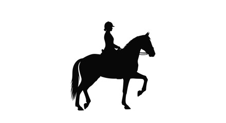 Naklejka premium A rider on horseback depicted in a striking black silhouette