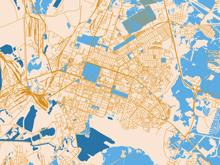 Fototapeta premium Cartographic city illustration of Berezniki, Russian Federation