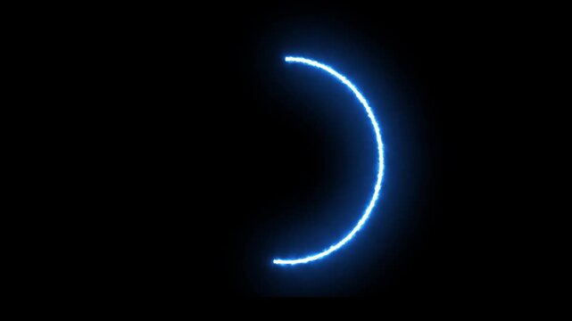 Glowing blue neon circle animation drawing itself